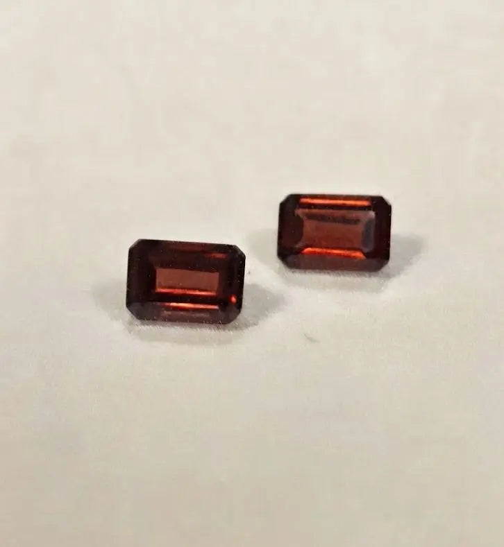 Natural Quality 2 Garnet Gemstones From Brazil, Dimension 6 x9 mm, Weight 1.39 Ct, Shape Emerald Cut, GEM-ABC-313